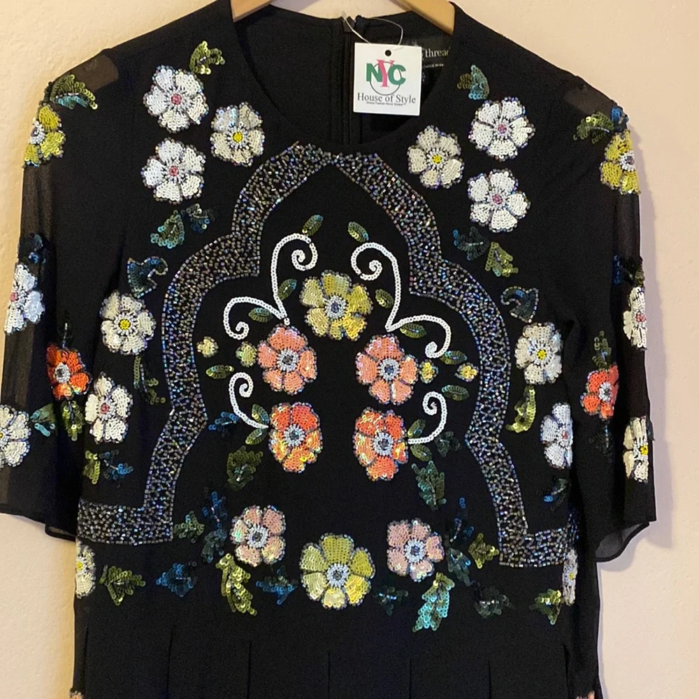 Needle&thread embellished black floral Locket dress size 2 - Picture 4 of 13